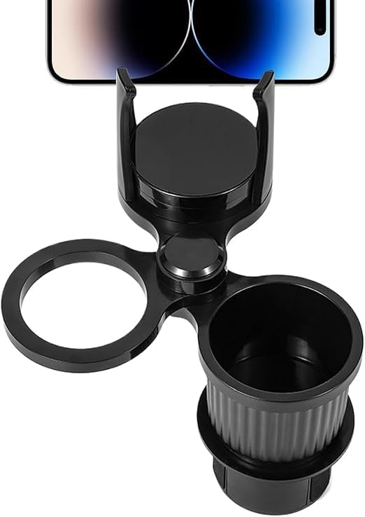 Car Cup Holder Extender with Wireless Charger, 360° Rotating Cup Holder Expander and Beverage Organizer for Auto, Van and Sedan, Multifunction Car Interior Accessory