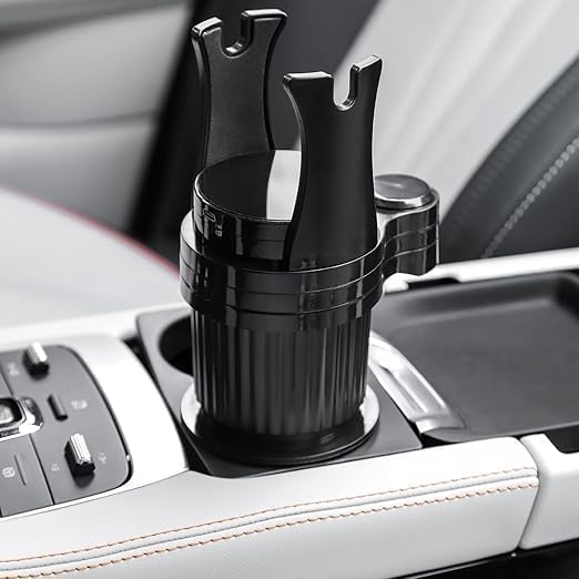 Car Cup Holder Extender with Wireless Charger, 360° Rotating Cup Holder Expander and Beverage Organizer for Auto, Van and Sedan, Multifunction Car Interior Accessory
