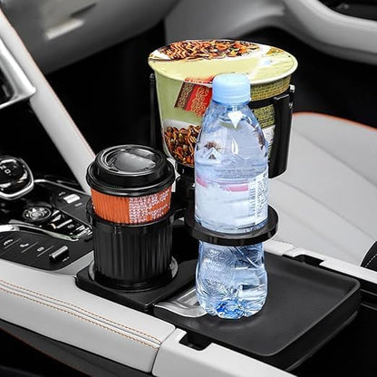 Car Cup Holder Extender with Wireless Charger, 360° Rotating Cup Holder Expander and Beverage Organizer for Auto, Van and Sedan, Multifunction Car Interior Accessory