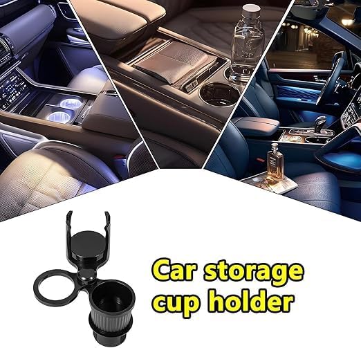 Car Cup Holder Extender with Wireless Charger, 360° Rotating Cup Holder Expander and Beverage Organizer for Auto, Van and Sedan, Multifunction Car Interior Accessory