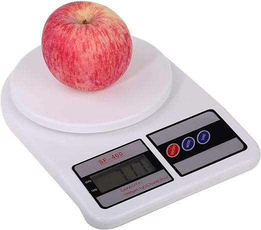 ميزان مطبخ رقمي عالي الدقة 10 كجم - ميزان إلكتروني أبيض - ميزان مطبخ محمول بشاشة ال سي دي