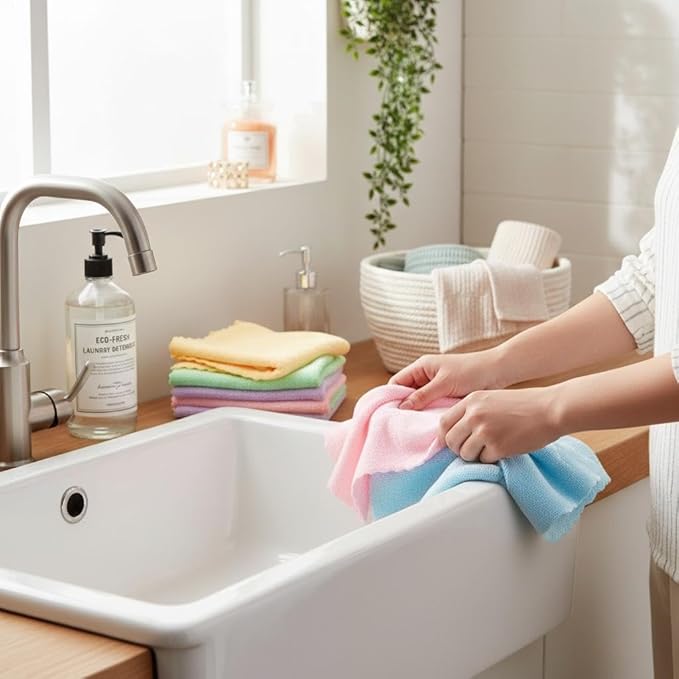 ماش تنظيف من المايكروفايبر 5 قطع 30×30 سم - فائقة الامتصاص وخالية من الوبر والخدوش، مناشف تنظيف قابلة لاعادة الاستخدام للمطبخ والزجاج والسيارة والالكترونيات والاسطح المنزلية