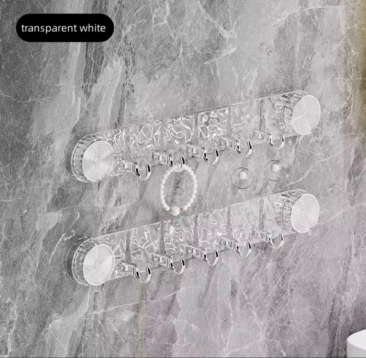 شماعة حائط و باب | شماعة متعددة الاستخدامات لتنظم أغراضك بسهولة بدون مسامير أو حفر أو لزق يتم لصقها عن طريق شفط الهواء | 5 خطافات متحركة بتصميم أنيق
